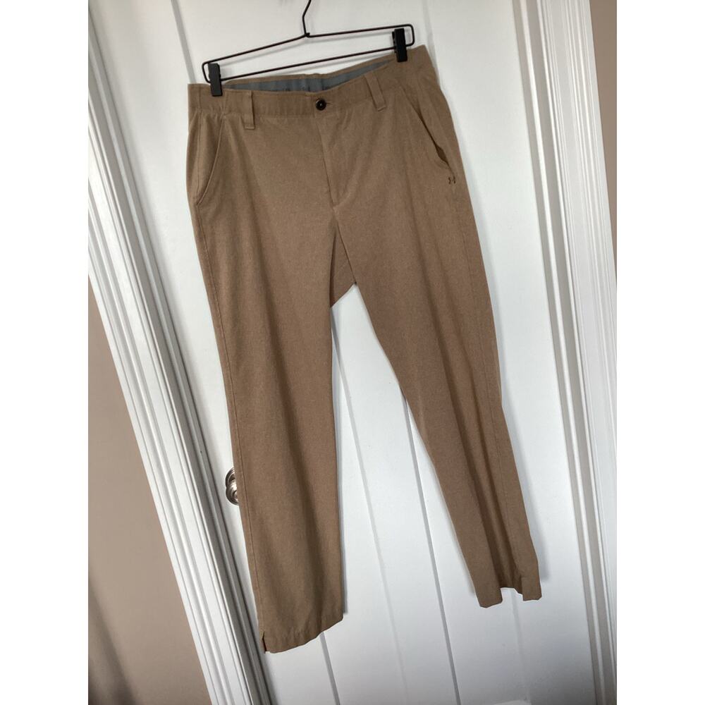 Under Armour‎ Men’s Straight Leg Heat Gear Golf Pants Stretch Tan Size 34x32